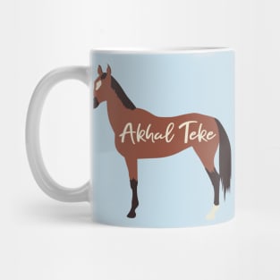 Bay Akhal Teke Horse Digital Minimal Cutout Silhouette Mug